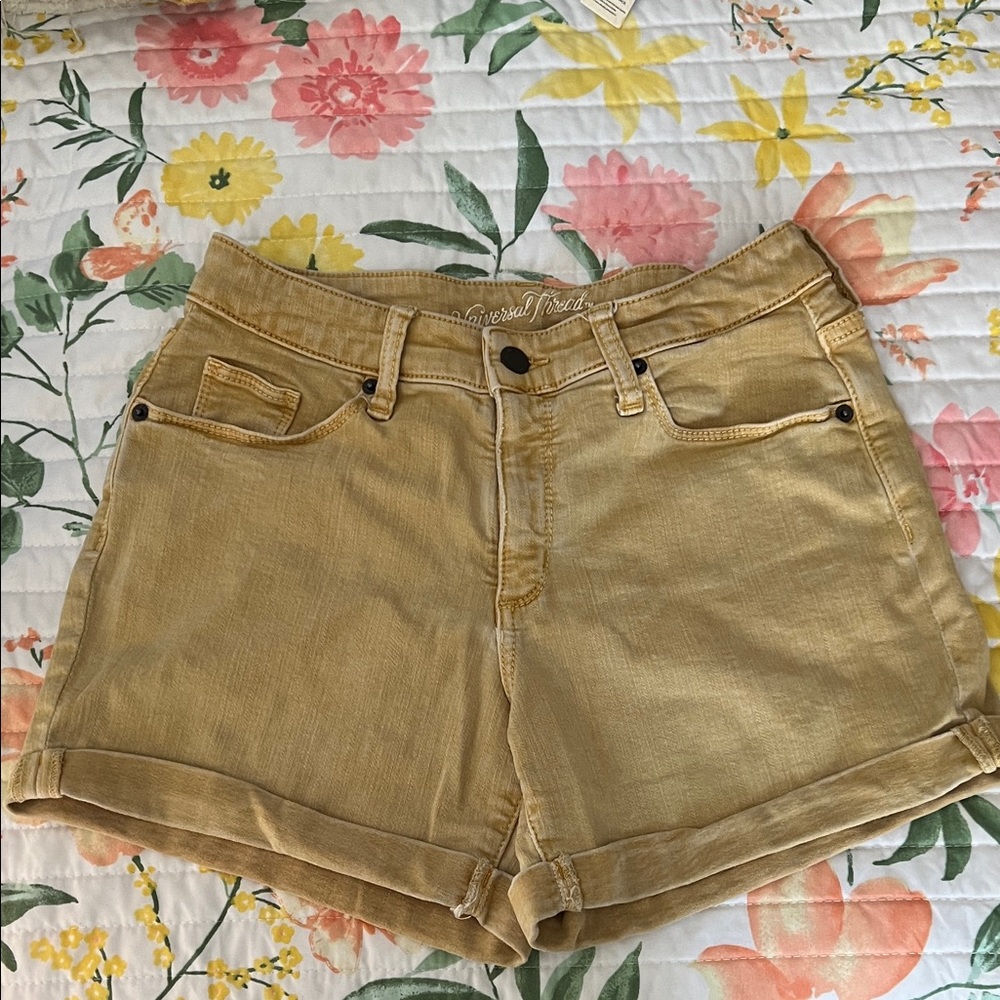 Universal Thread stretch denim cuffed shorts.